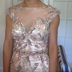 Mac Duggal Couture blush beaded dress